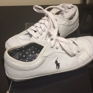 Pair  of white canvas Polo Shoes for Ladies